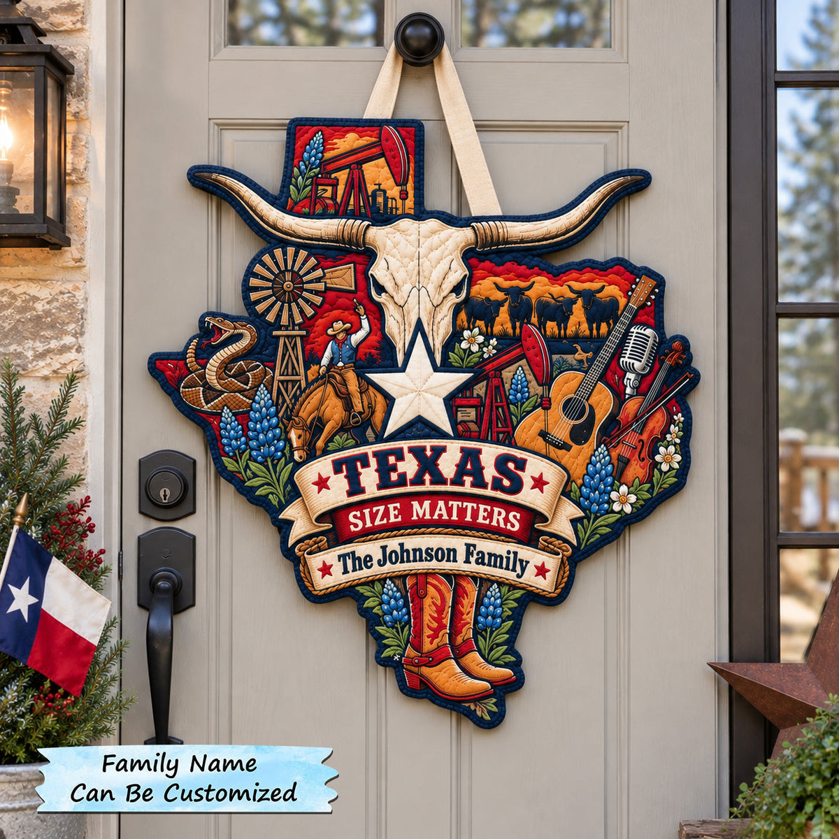 Texas Country Life Custom Shape Quilted Door Hanger QTCUZ GFTOHNL3917