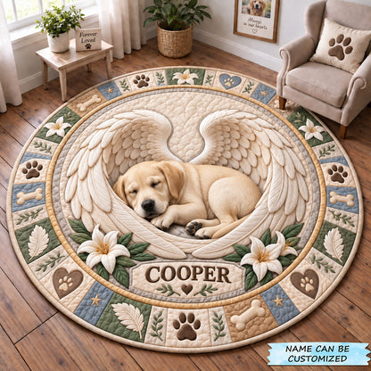 Personalized Angel Wings Dog Memorial Quilted Round Mat QTCUZ GFTOHNL4040