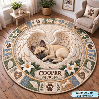 Personalized Angel Wings Dog Memorial Quilted Round Mat QTCUZ GFTOHNL4040