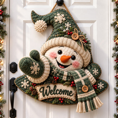 Cozy Snowman Welcome Custom Shape Felt Door Hanger GFTOHNL4072