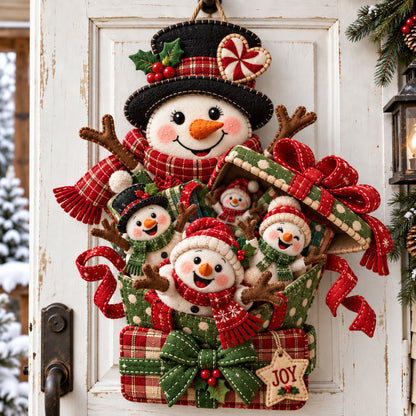 Snowman Gift Surprise Custom Shape Felt Door Hanger GFTOHNL4073