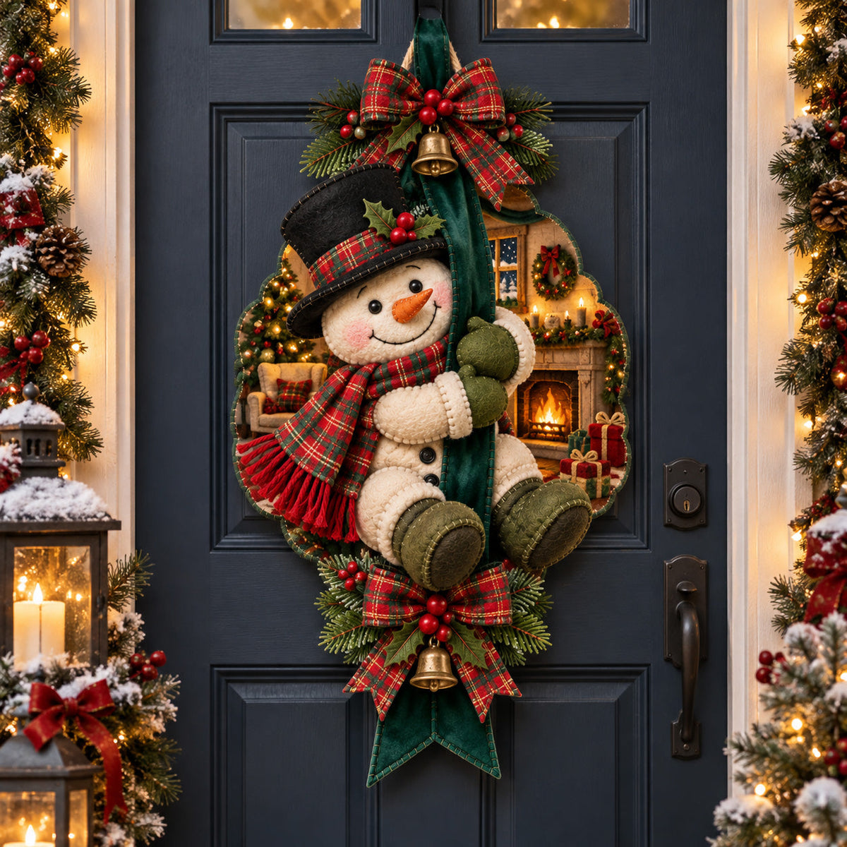 Christmas Snowman Joy Custom Shape Felt Door Hanger GFTOHNL4074