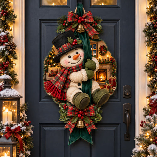Christmas Snowman Joy Custom Shape Felt Door Hanger GFTOHNL4074