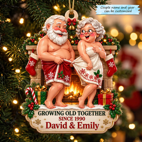 Growing Old Together Fireplace Love Christmas Mica Ornament QTCUZ GFTOHNL4108