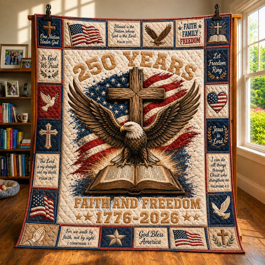 Faith And Freedom Eagle Christian Quilted Blanket GFTOHNL413