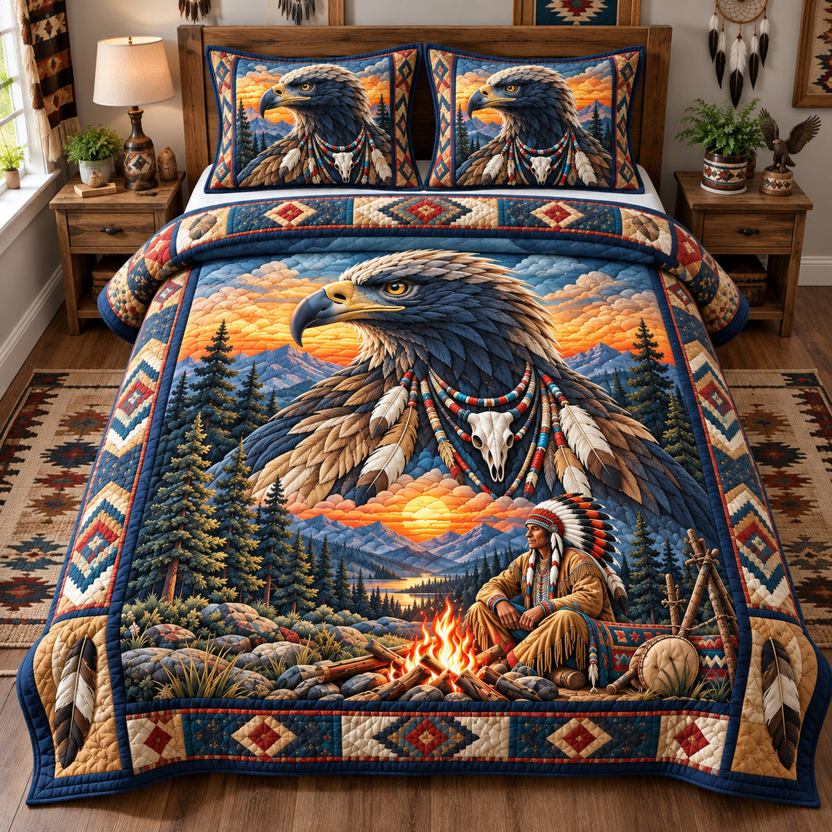 Eagle Spirit At Sunset 3-Piece Quilted Bedding Set GFTOHNL4152
