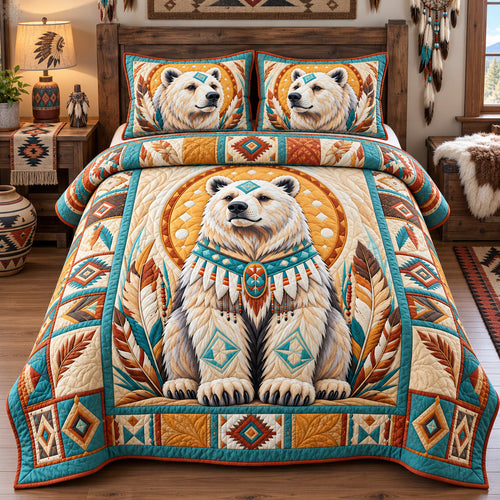 White Bear Spirit 3-Piece Quilted Bedding Set GFTOHNL4157