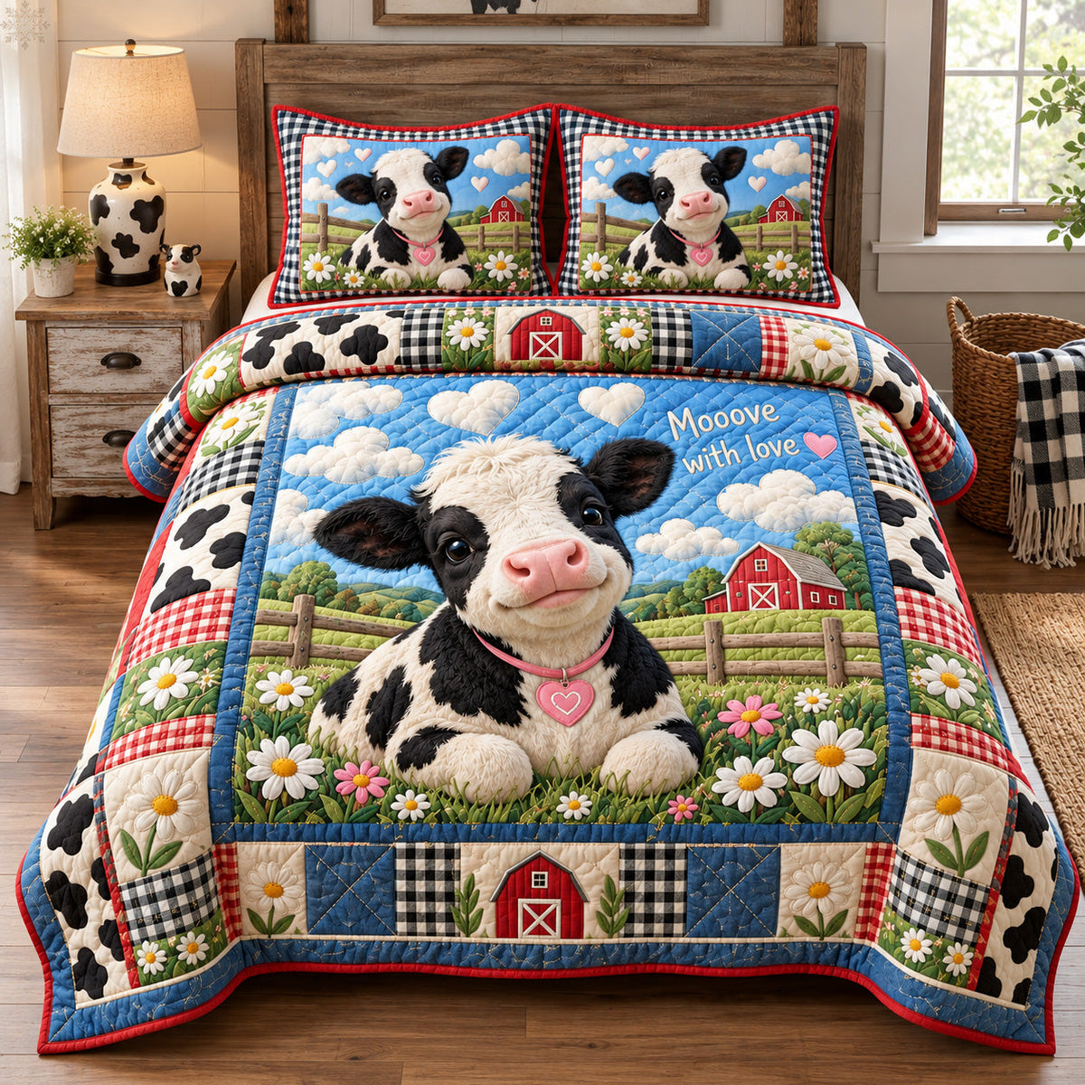 Mooove With Love 3-Piece Quilted Bedding Set GFTOHNL4158