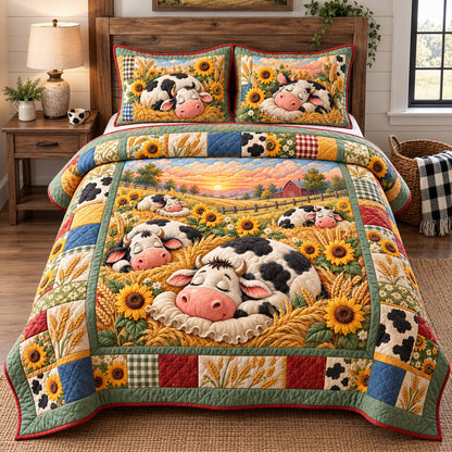 Sunflower Cow Dreams 3-Piece Quilted Bedding Set GFTOHNL4162