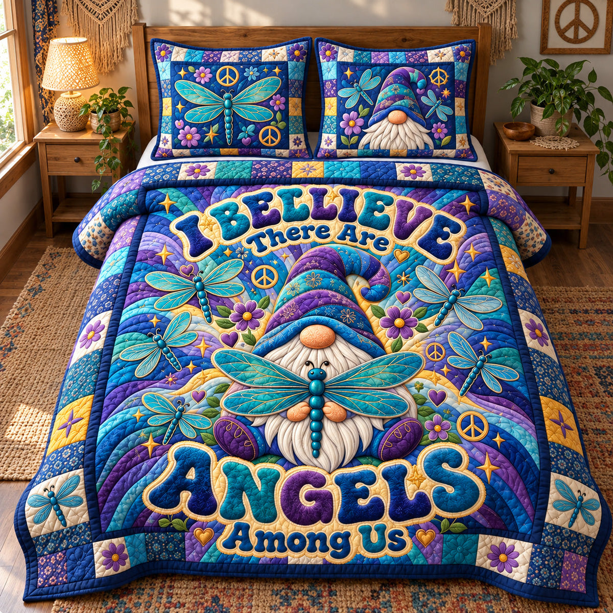 Believe In Angels 3-Piece Quilted Bedding Set GFTOHNL4201