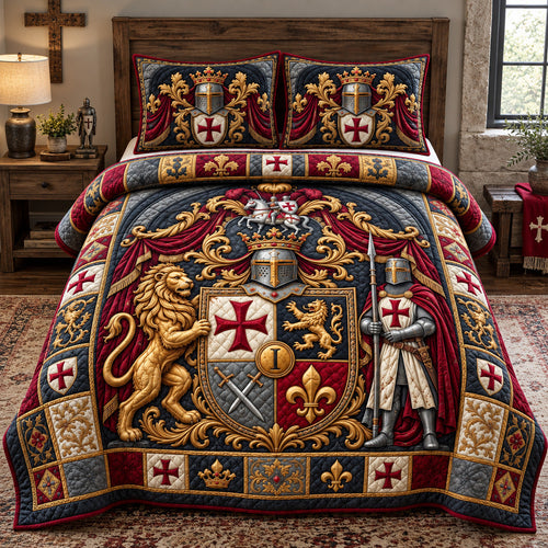 Crusader Royal Crest 3-Piece Quilted Bedding Set GFTOHNL4207