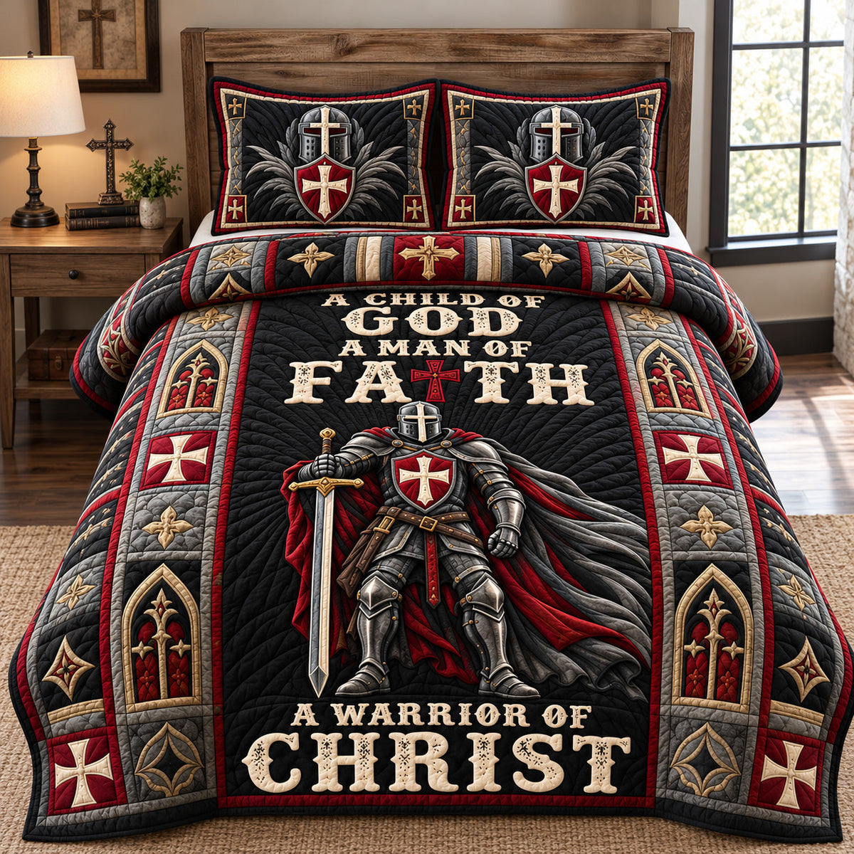 Warrior Of Christ 3-Piece Quilted Bedding Set GFTOHNL4211
