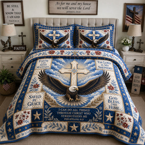 Strength in Christ Christian 3-Piece Quilted Bedding Set GFTOHNL423