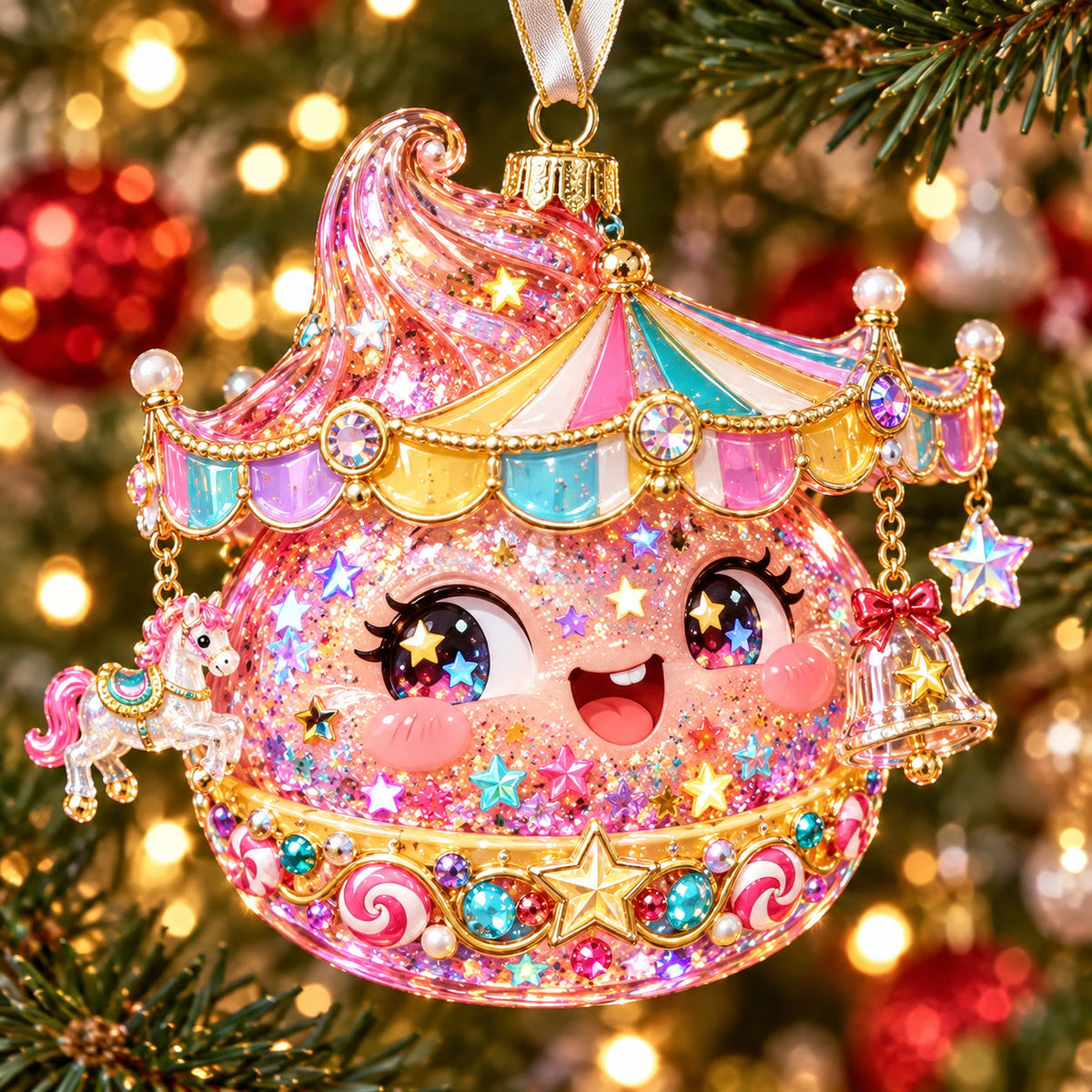 Glitter Dumpling Dreams Christmas Mica Ornament GFTOHNL4236