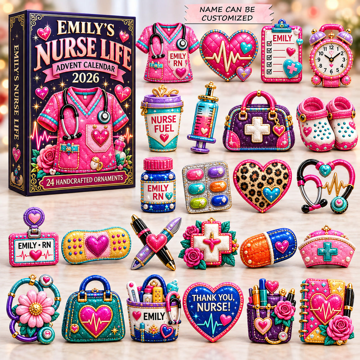 Pink Nurse Life Advent Calendar 2026 QTCUZ GFTOHNL4245