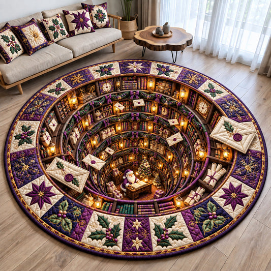 Santa Secret Christmas Library Quilted Round Mat GFTOHNL4256