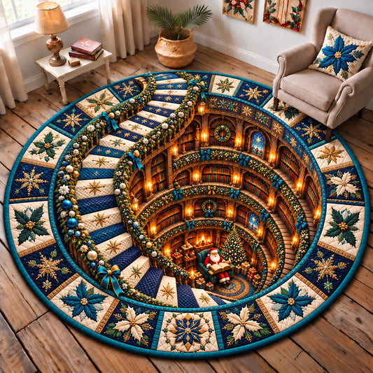 Santa Christmas Reading Corner Quilted Round Mat GFTOHNL4257