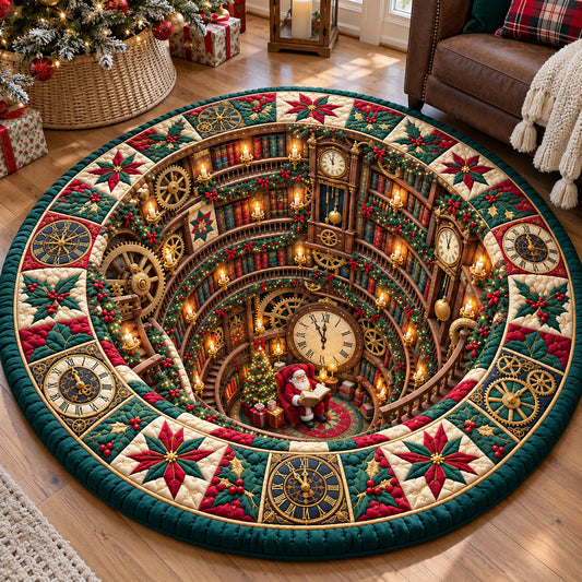 Christmas Countdown Library Quilted Round Mat GFTOHNL4258