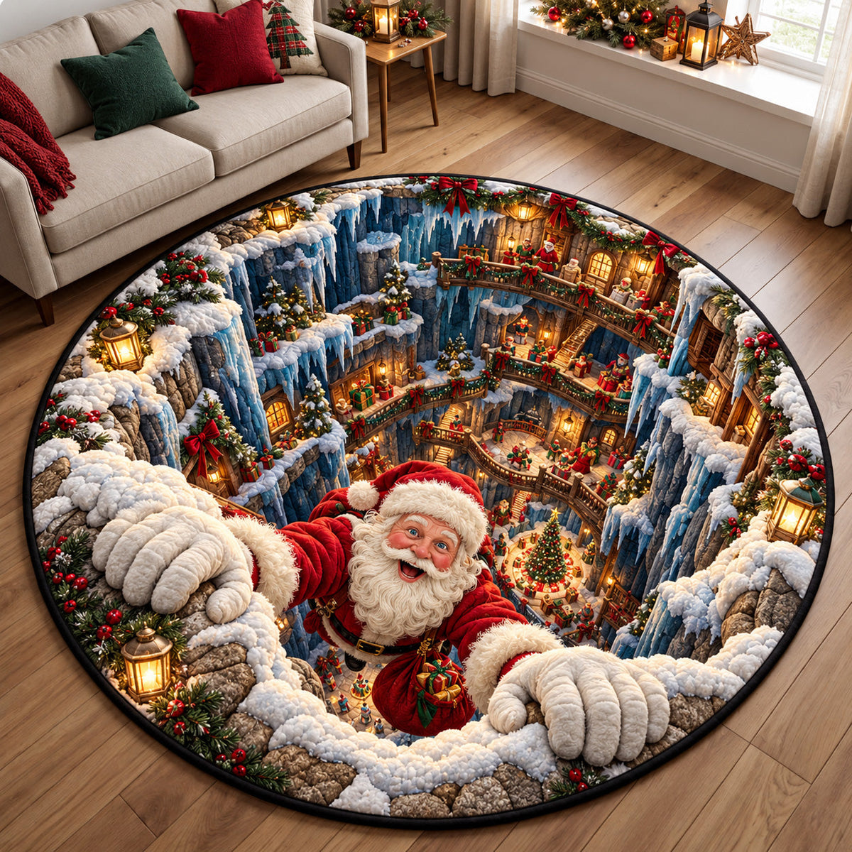 Santa Frozen Workshop Quilted Round Mat GFTOHNL4341