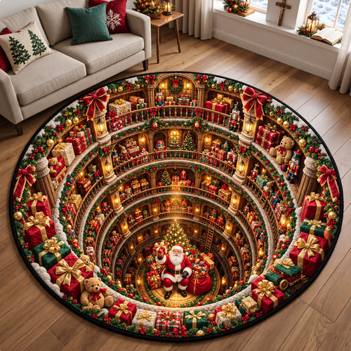 Santa Christmas Toy Shop Quilted Round Mat GFTOHNL4342