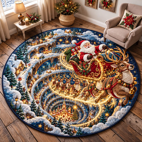 Santa Magical Sleigh Ride Quilted Round Mat GFTOHNL4343