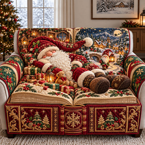 Gnome Christmas Storybook Quilted Sofa Cover GFTOHNL4346