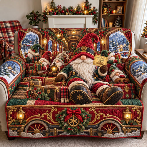 North Pole Express Quilted Sofa Cover GFTOHNL4347