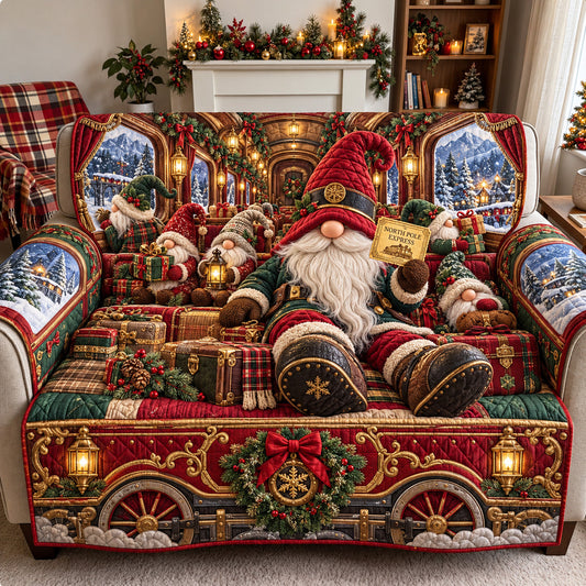 North Pole Express Quilted Sofa Cover GFTOHNL4347