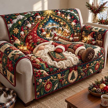 Gnome Christmas Village Quilted Sofa Cover GFTOHNL4350