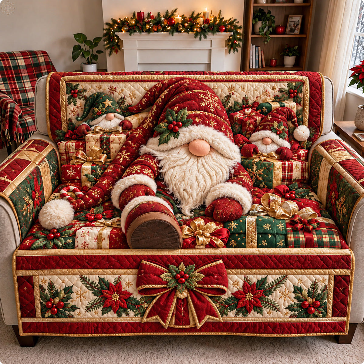 Gnome Christmas Gifts Quilted Sofa Cover GFTOHNL4351