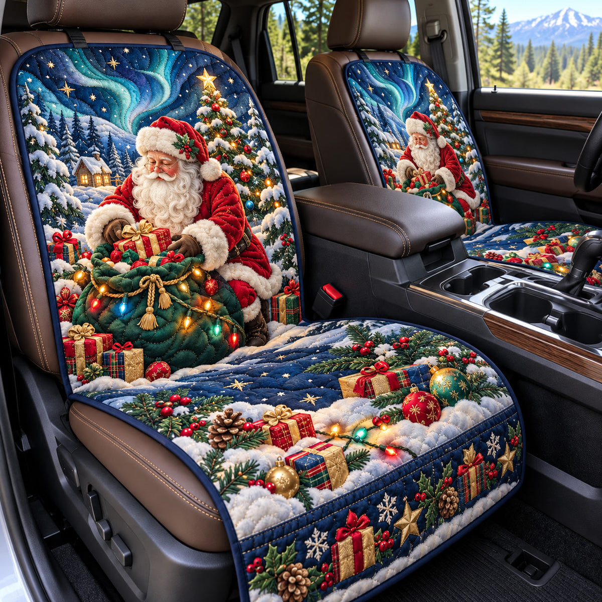 Santa Northern Lights Quilted Car Seat Protector GFTOHNL4380