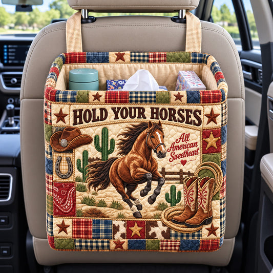 Hold Your Horses Quilted Car Basket GFTOHNL4428 C1