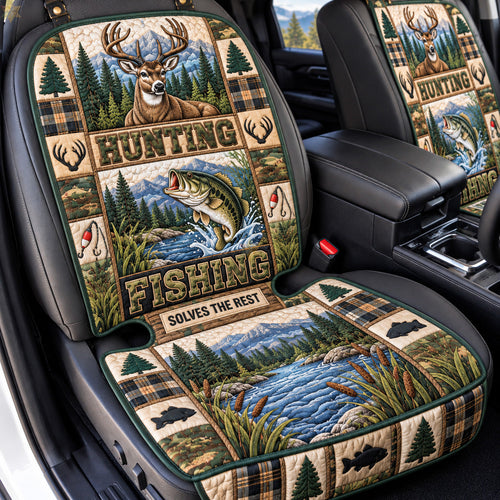 Hunting Fishing Retreat Quilted Car Seat Protector GFTOHNL4429