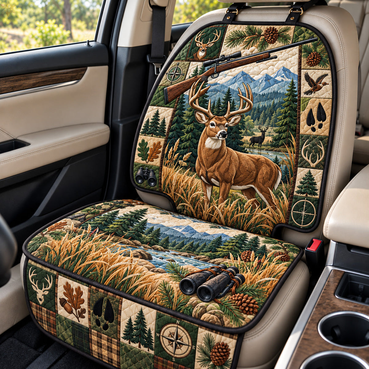 Whitetail Mountain Hunt Quilted Car Seat Protector GFTOHNL4435