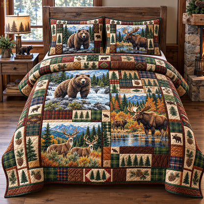 Wildlife Mountain Retreat 3-Piece Quilted Bedding Set GFTOHNL4436