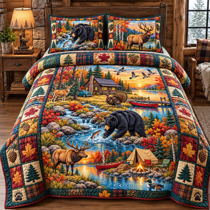Autumn Wilderness Adventure 3-Piece Quilted Bedding Set GFTOHNL4438
