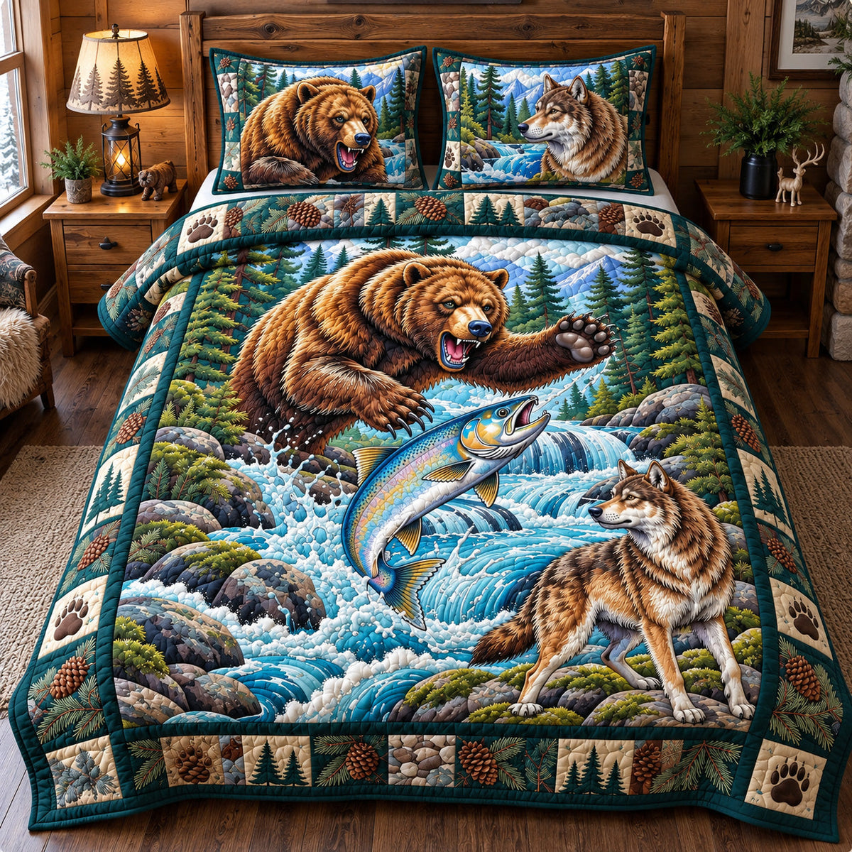 Wild River Adventure 3-Piece Quilted Bedding Set GFTOHNL4439