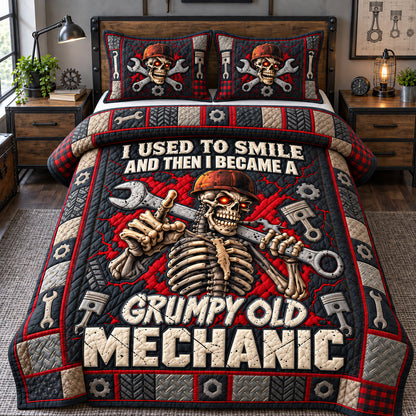 Grumpy Old Mechanic 3-Piece Quilted Bedding Set GFTOHNL4486