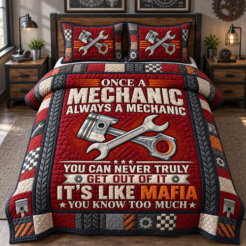 Mechanic For Life 3-Piece Quilted Bedding Set GFTOHNL4489