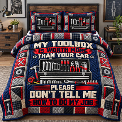My Toolbox My Rules 3-Piece Quilted Bedding Set GFTOHNL4491