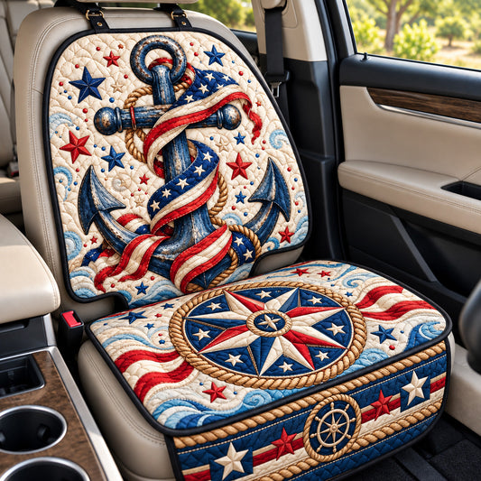 Patriotic Anchor Stars Quilted Car Seat Protector GFTOHNL4529