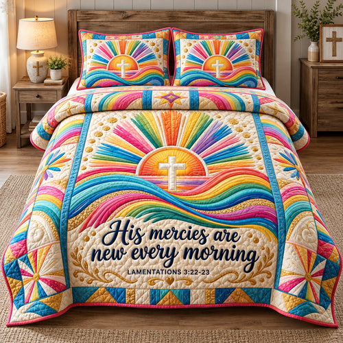 New Mercies Every Morning 3-Piece Quilted Bedding Set GFTOHNL4533