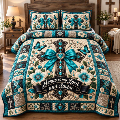 Jesus My Lord And Savior 3-Piece Quilted Bedding Set GFTOHNL4535