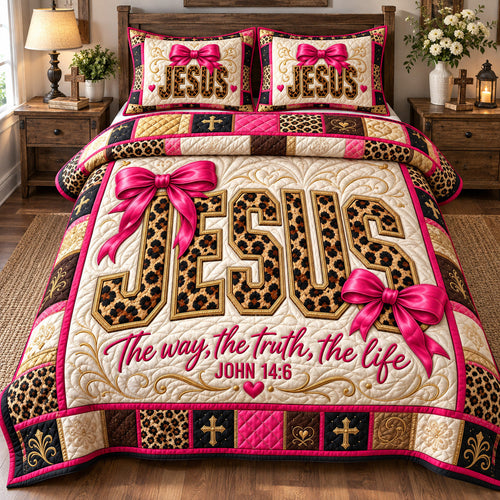 Jesus The Way The Truth The Life 3-Piece Quilted Bedding Set GFTOHNL4538