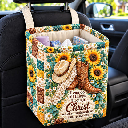Faith And Sunflowers Quilted Car Basket GFTOHNL4578