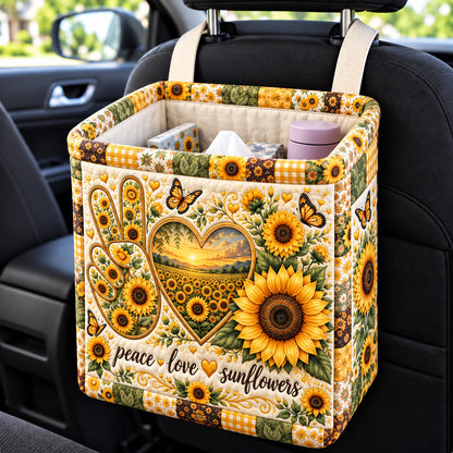 Peace Love Sunflowers Quilted Car Basket GFTOHNL4579