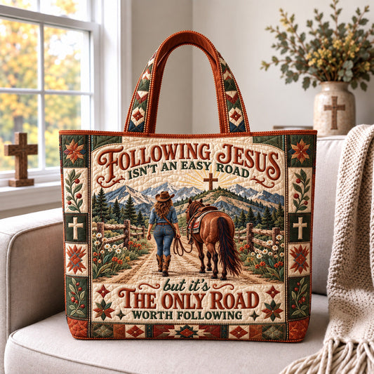 Following Jesus Road Quilted Tote Bag GFTOHNL4584