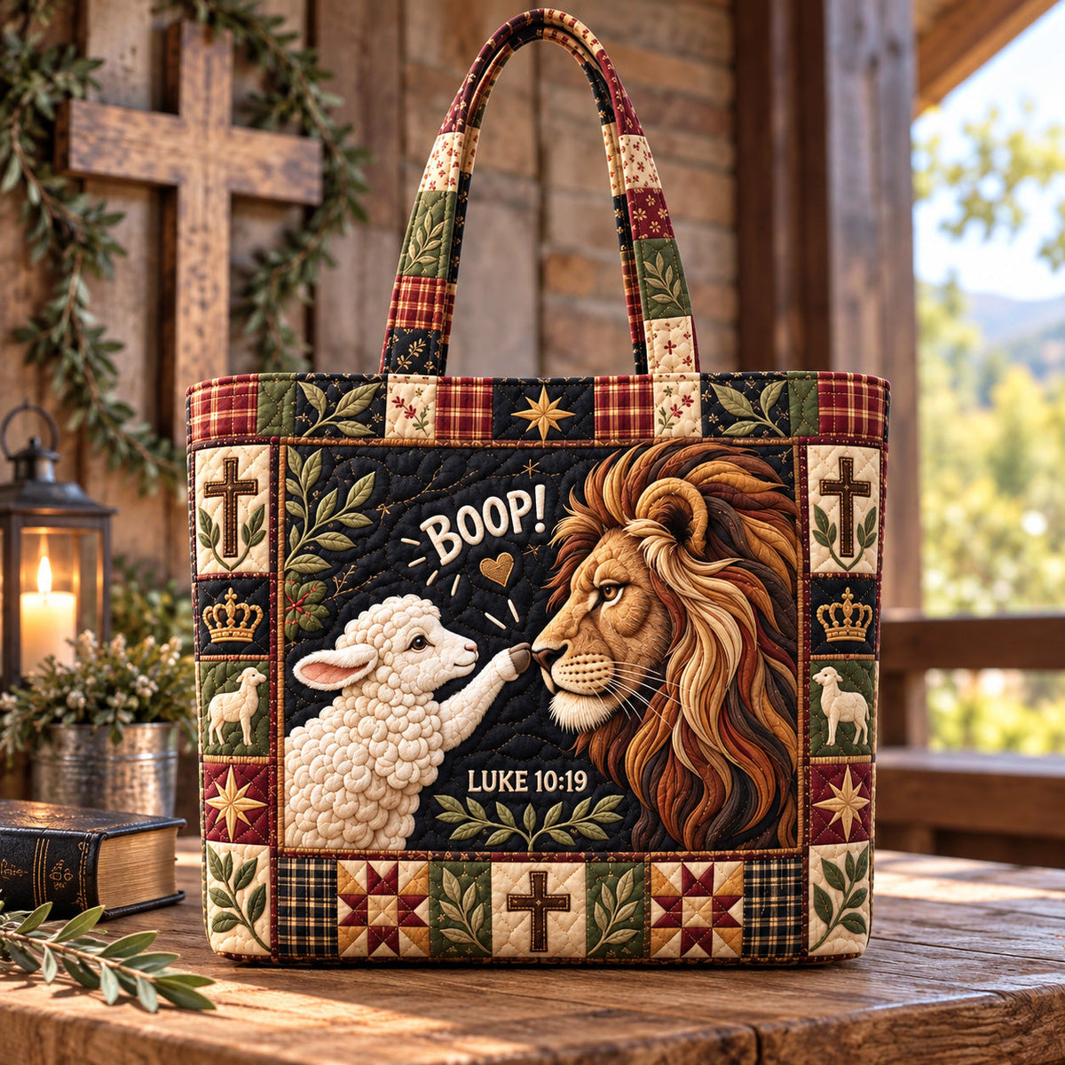 Lion And Lamb Faith Quilted Tote Bag GFTOHNL4585