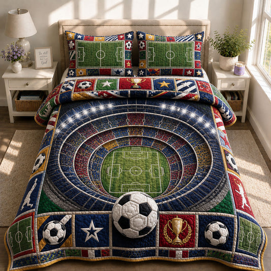 Champion World Cup Field 3-Piece Quilted Bedding Set GFTOHNL459