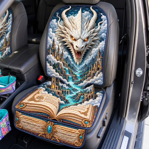 White Dragon Fantasy Castle Quilted Car Seat Protector GFTOHNL4627